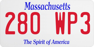 MA license plate 280WP3