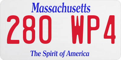 MA license plate 280WP4