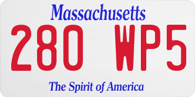 MA license plate 280WP5