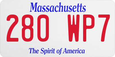 MA license plate 280WP7