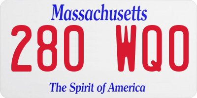 MA license plate 280WQ0