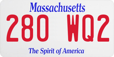 MA license plate 280WQ2