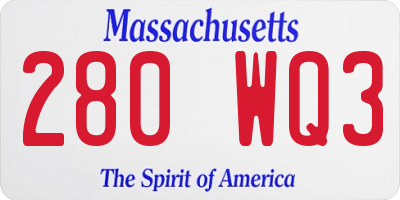 MA license plate 280WQ3