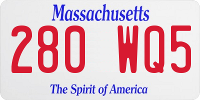 MA license plate 280WQ5