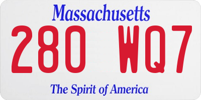 MA license plate 280WQ7