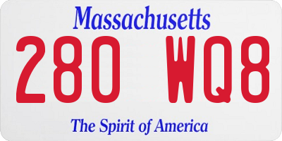 MA license plate 280WQ8