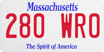MA license plate 280WR0