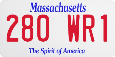 MA license plate 280WR1
