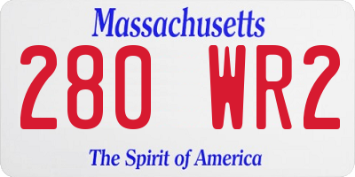 MA license plate 280WR2