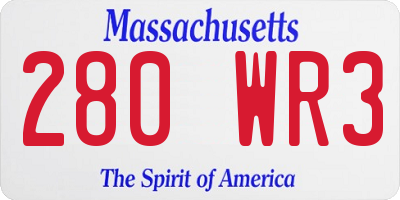 MA license plate 280WR3