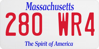 MA license plate 280WR4