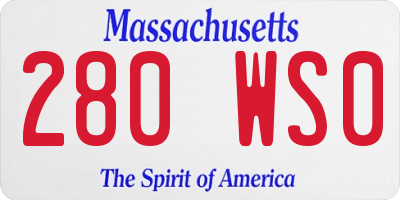 MA license plate 280WS0