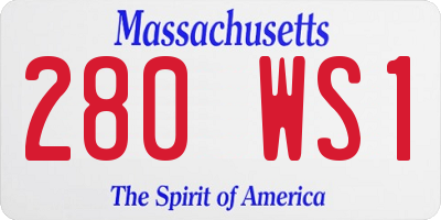 MA license plate 280WS1