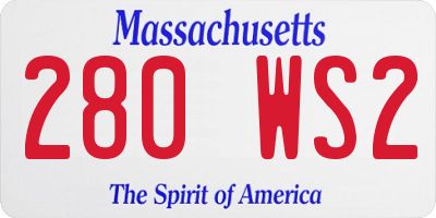 MA license plate 280WS2