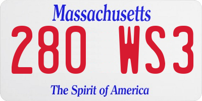 MA license plate 280WS3