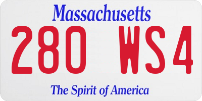 MA license plate 280WS4