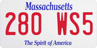 MA license plate 280WS5