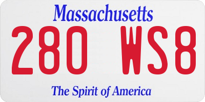 MA license plate 280WS8
