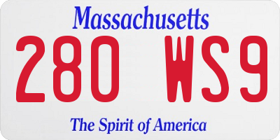 MA license plate 280WS9