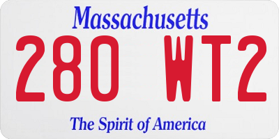 MA license plate 280WT2