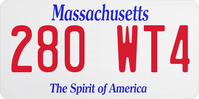 MA license plate 280WT4