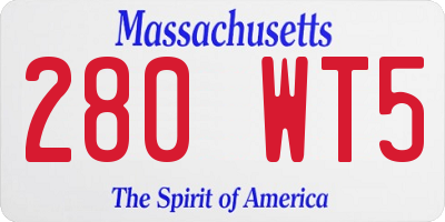 MA license plate 280WT5