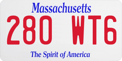 MA license plate 280WT6
