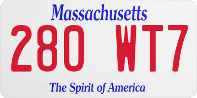 MA license plate 280WT7