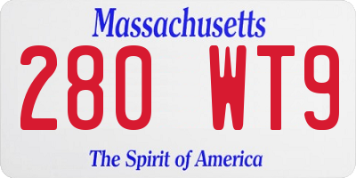 MA license plate 280WT9