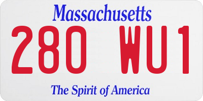 MA license plate 280WU1