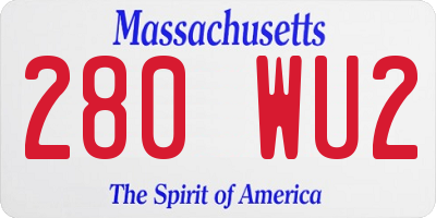 MA license plate 280WU2