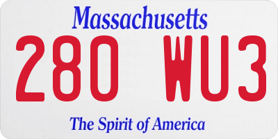 MA license plate 280WU3