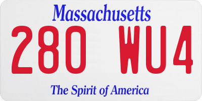 MA license plate 280WU4