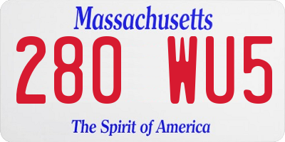 MA license plate 280WU5