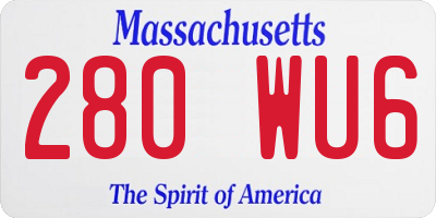 MA license plate 280WU6