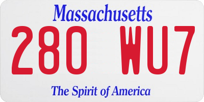 MA license plate 280WU7