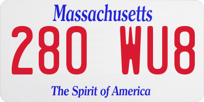 MA license plate 280WU8