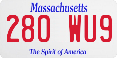 MA license plate 280WU9