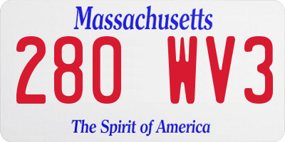MA license plate 280WV3