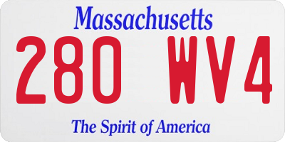 MA license plate 280WV4