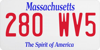 MA license plate 280WV5