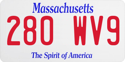 MA license plate 280WV9