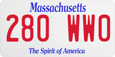 MA license plate 280WW0