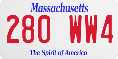MA license plate 280WW4