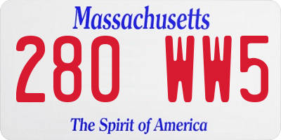 MA license plate 280WW5
