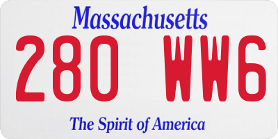 MA license plate 280WW6