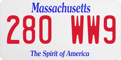 MA license plate 280WW9