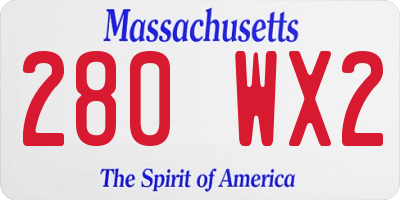 MA license plate 280WX2