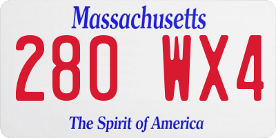 MA license plate 280WX4