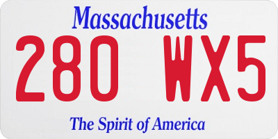 MA license plate 280WX5